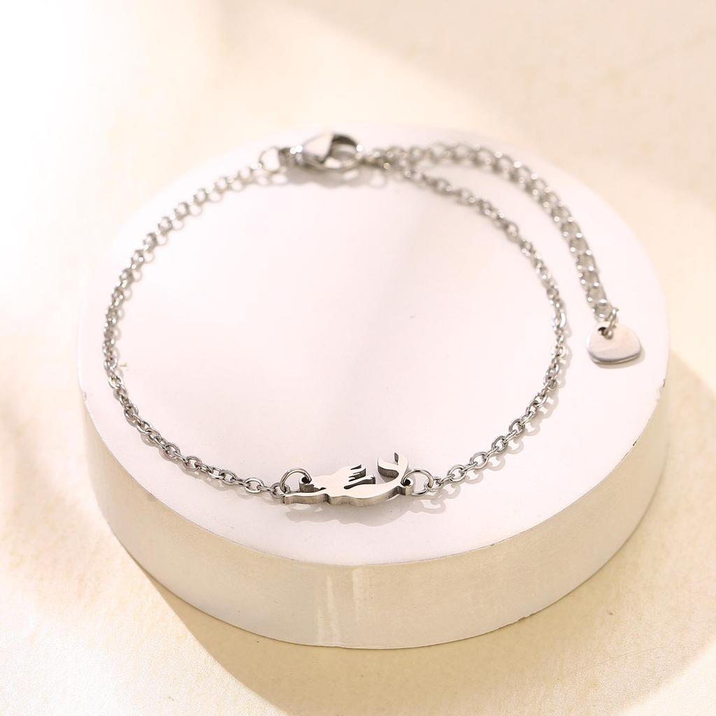 Stainless Steel Animal Fruit Bracelet - Kitten, Puppy, Strawberry Design