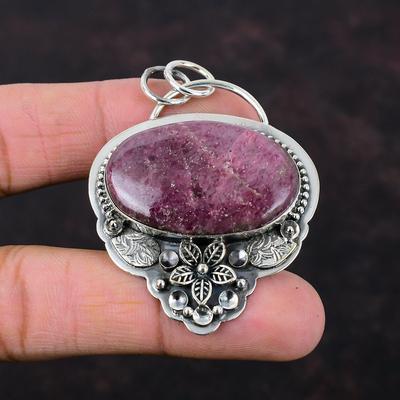 Rhodonite Pendant 925 Sterling Silver Pendant Genuine Gemstone Jewelry Handmade Flower Pendant Gift For Mom Silver Jewelry Beautiful Pendant