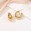 New product gold stud earrings light luxury retro geometric earrings feel fashionable and simple C-shaped gold stud earrings