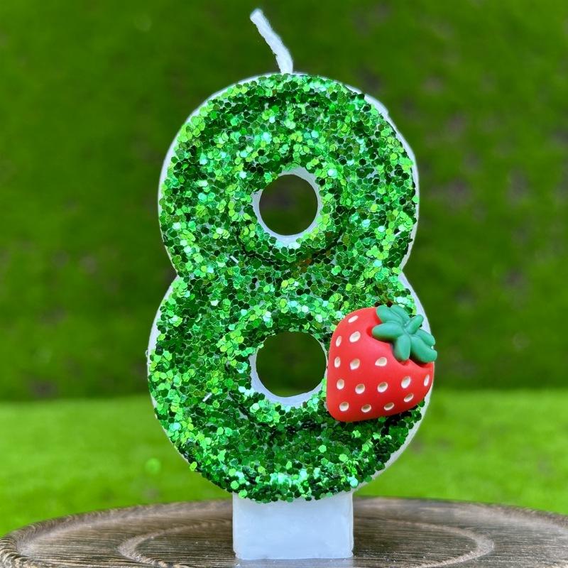 Strawberries Number Boy Birthday Candle Mini Party Supplies Girl Candle 3 Years Wedding Decorations Items Candles For Cake