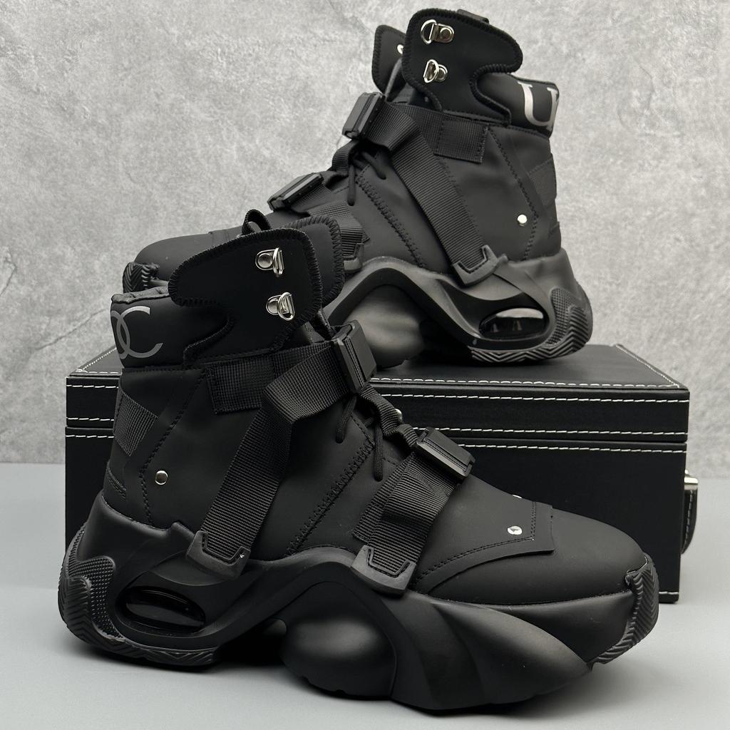 Europäische Herren High-Top Schwarze Sneaker: Frühling 2025 Trend, Größenerhöhend und Stilvoll