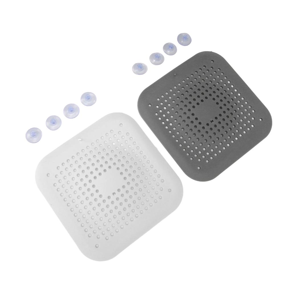4 Sets flaches Abflusssieb aus Silikon mit Saugnäpfen, verhindert Verstopfung, flexible Duschablaufabdeckung