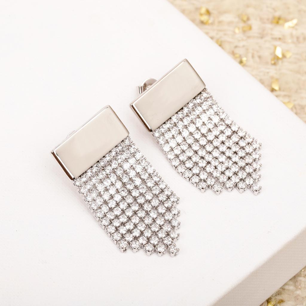 tassel zircon earrings, retro fashion, simple and versatile, full of fairy charm 2024 NEW