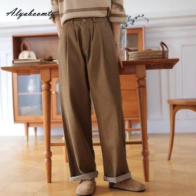 Korean Style Spring Autumn Women Baggy Jeans High Waist Brown Casual Loose Denim Pants Vintage Streetwear Ladies' All-Match Trousers