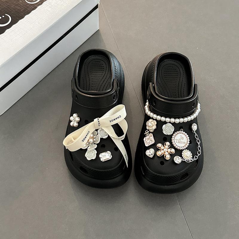 

Аксессуары для обуви с перекрестными отверстиями, маленький ароматный стиль, высокое чувство, жемчужная цепочка, бант, цветок для обуви, декоративные DIY аксессуары 35-36