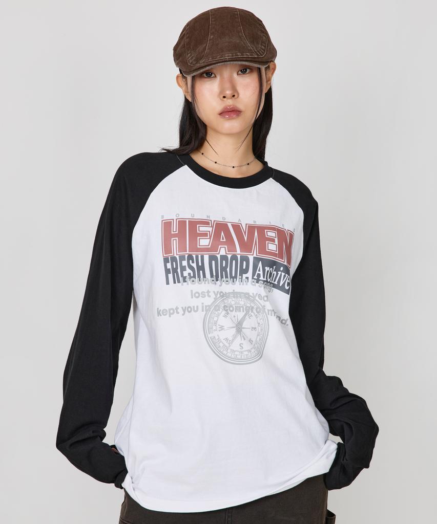 BOUNDARY Heaven Archive Raglan Long Sleeve [White/Black]