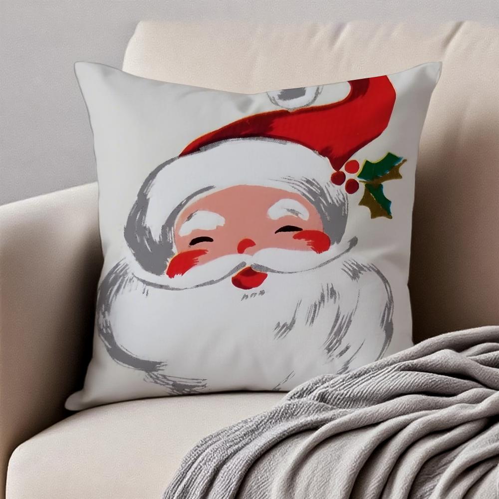 Christmas Cushion Cover Pillowcase Antidustmite Invisible Zipper Short Plush Sofa Cushion