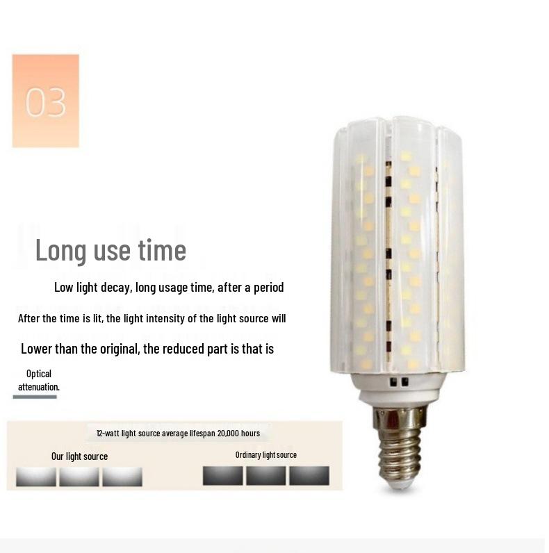 Oulanwei LED Corn Bulb E14/E27 Base Energy-Saving Bright Chandelier Lamp with Three-Color Change