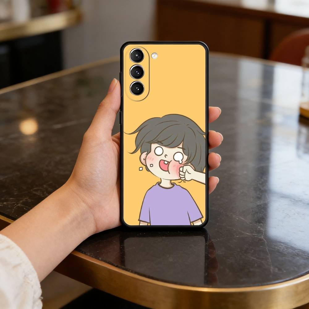 

Cute Cartoon Couple Phone Case For Samsung S25,24,23,22,30,21,10,9,Ultra,Plus,Lite,FE,4,5 G Soft Black Case Samsung S20fe