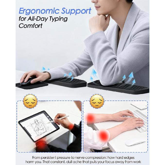 L-Shaped Desk Edge Cushion, 2-Piece Memory Foam Elbow Pad with Non-Slip Base, Arm Rest for Desk, Ergonomic Deskedge Forearm Support & Wrist Rest