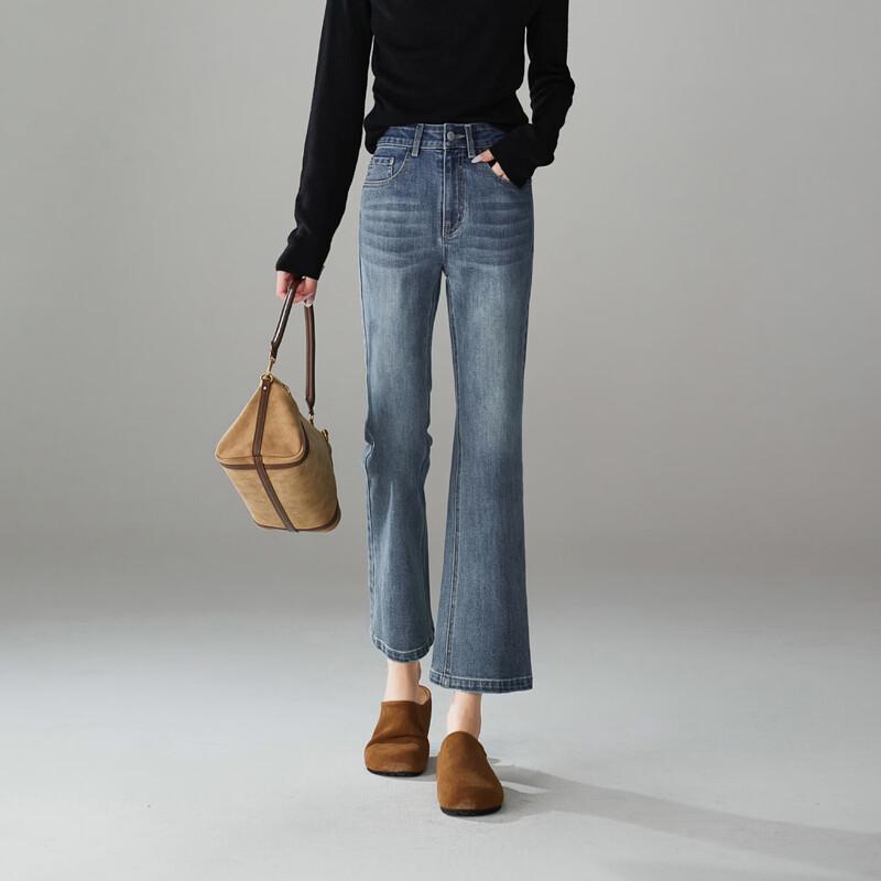 SOFSIL 2026 Spring Women's High-Waisted Cropped Flare Jeans