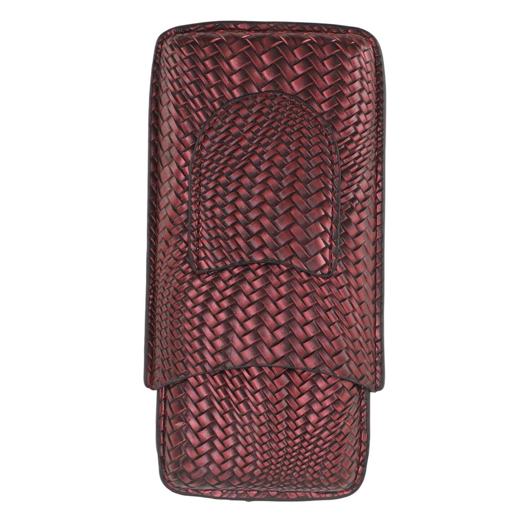 3 Finger Cigar Case Woven Pattern Portable Travel Leather Cigar Humidor Case Smoking Accessories