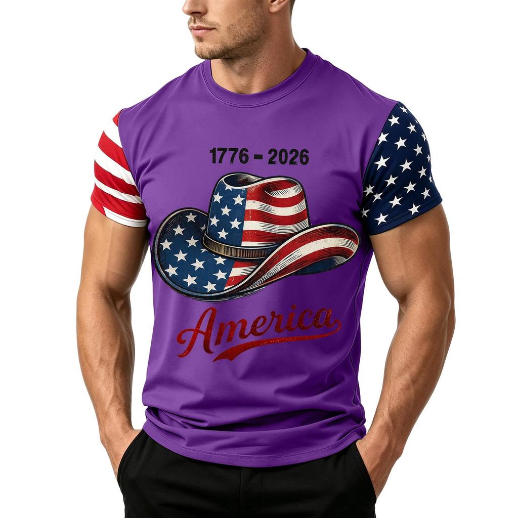 Herren Unabhängigkeitstag Flaggenprint Kurzarm T-Shirt, Locker Lässig Täglich Sommer Oberteile