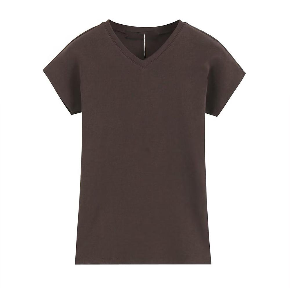 

TAOP&ZA Women s Summer V-neck Solid T-shirt - Commuting Fashion Basic Medium білий