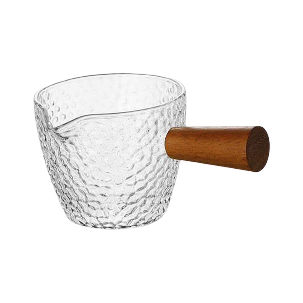 Espresso Measuring Glass with Wood Handle Accessories Heat Resistant milk Glass Cup for Tea Barista Family espresso