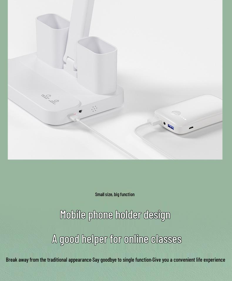 Rechargeable LED Eye-Protection Desk & Bedside Lamp with Pen Holder