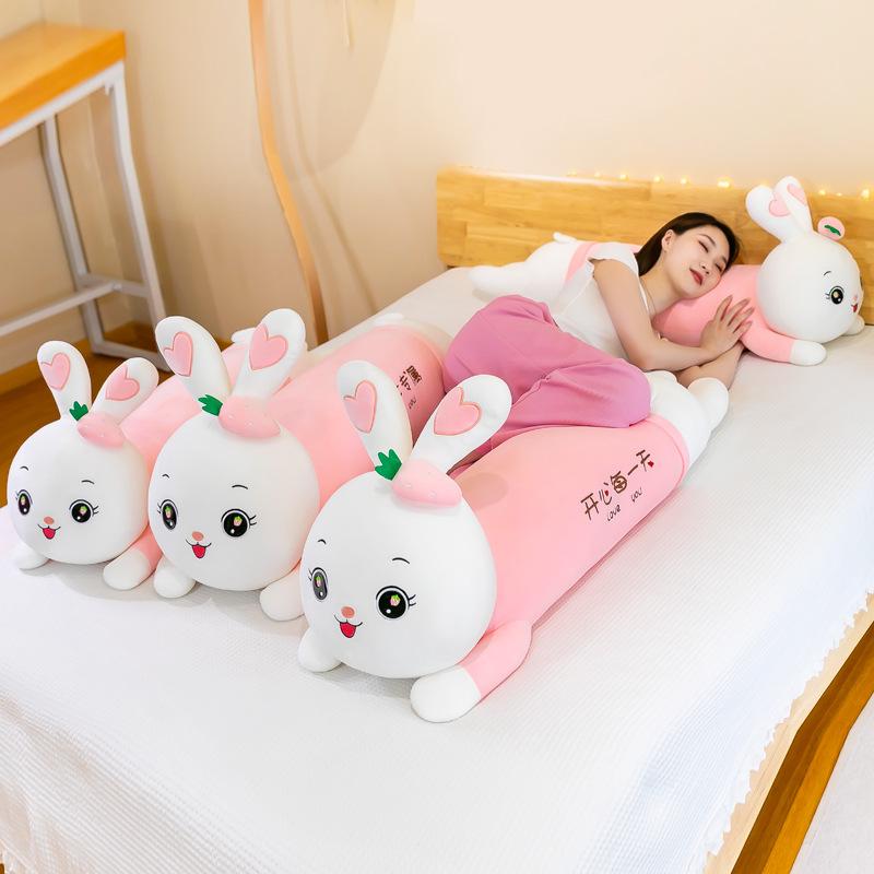 New Large Strip Throw Pillow Strawberry Rabbit Doll Plush Toy Girl Confession Gift