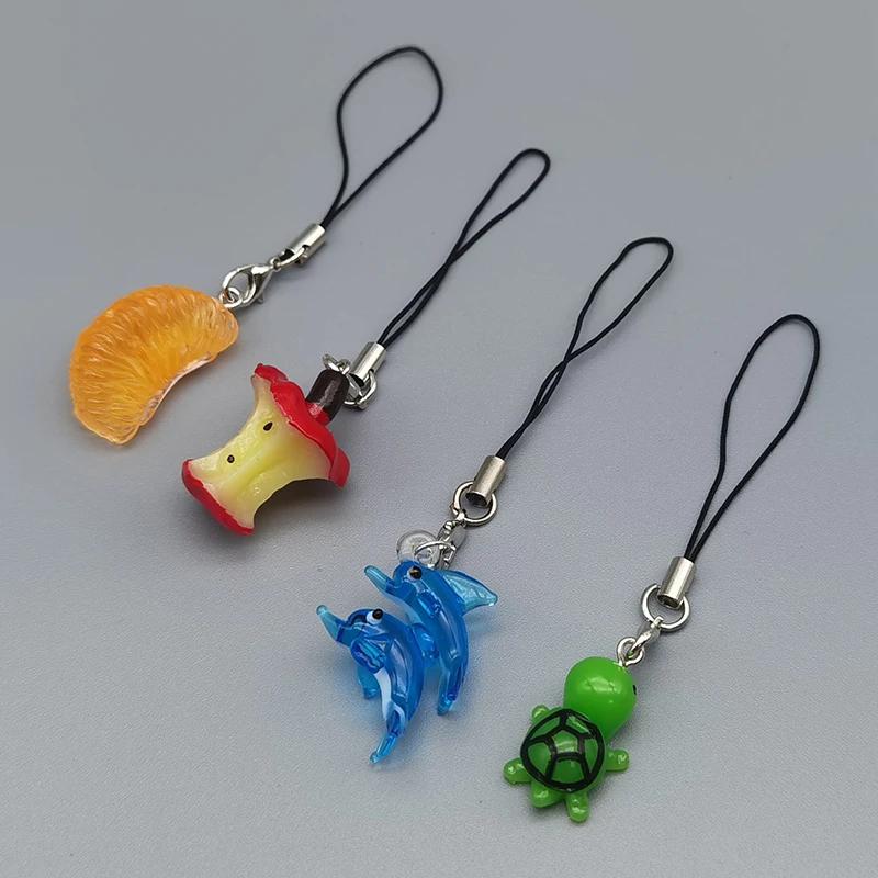 Kawaii Mobile Phone Strap Wrist Charm Lanyard Turle Penguin Apple Orange Pendant Telefoon Koord Keychain For iPhone Accessory