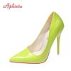Móda Aphixta Nové 4,72palcové super vysoké jehlové podpatky lakovaná kůže dámské lodičky barevné oficiální boty se špičatou špičkou plus velká velikost 49 50