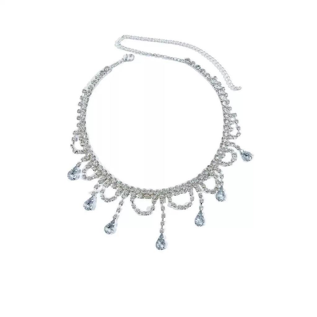 Full Diamond Tassel Crystal Pendant Necklace Women'S High Sense Light Luxury Fashion Collarbone Chain Tide