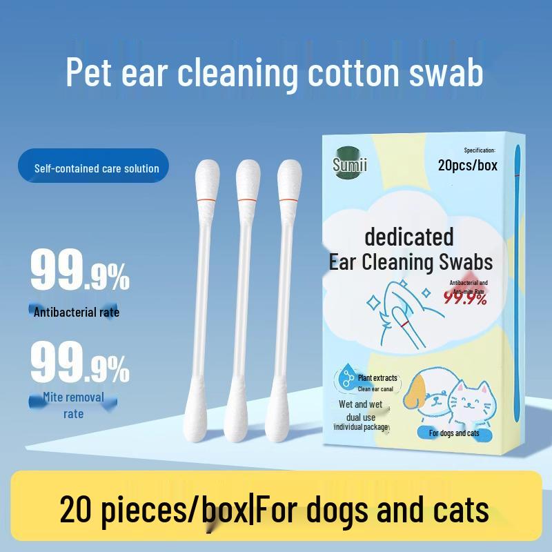 

Pet Ear Care Kit: Cotton Swabs, Cat Ear Cleaning Solution, Ear Drops, Dog Ear Mite Treatment
