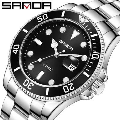 SANDA New Single -display Calendar Men's Quartz Watch Simple Personality Green Water Ghost Men's Watch