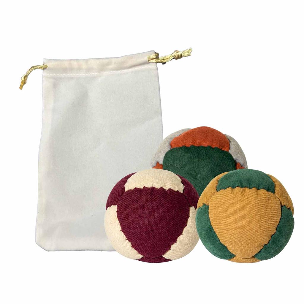 Traditional Fabric Footbag Set 6cm Retro Style Hacky Sack Balls with Drawstring Storage Bag Durable Soft Textile Material for Skill Practice