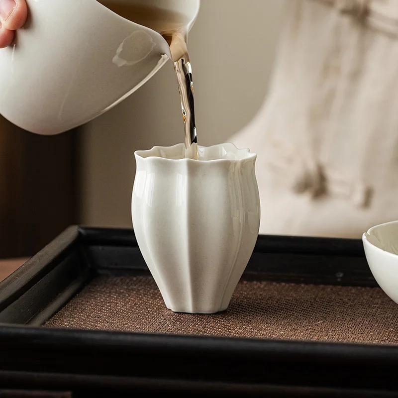 Weißes Porzellan Keramik Chinesisches Kungfu Tee Set Gongfu Teezeremonie Riechbecher Handgefertigt Zen Stil Teeverkostungsbecher