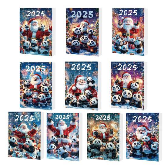 2025 Christmas Panda Advent Calendar Cartoon 2D Acrylic Panda Pendant Countdown Calendar Multifunctional Home Decorations
