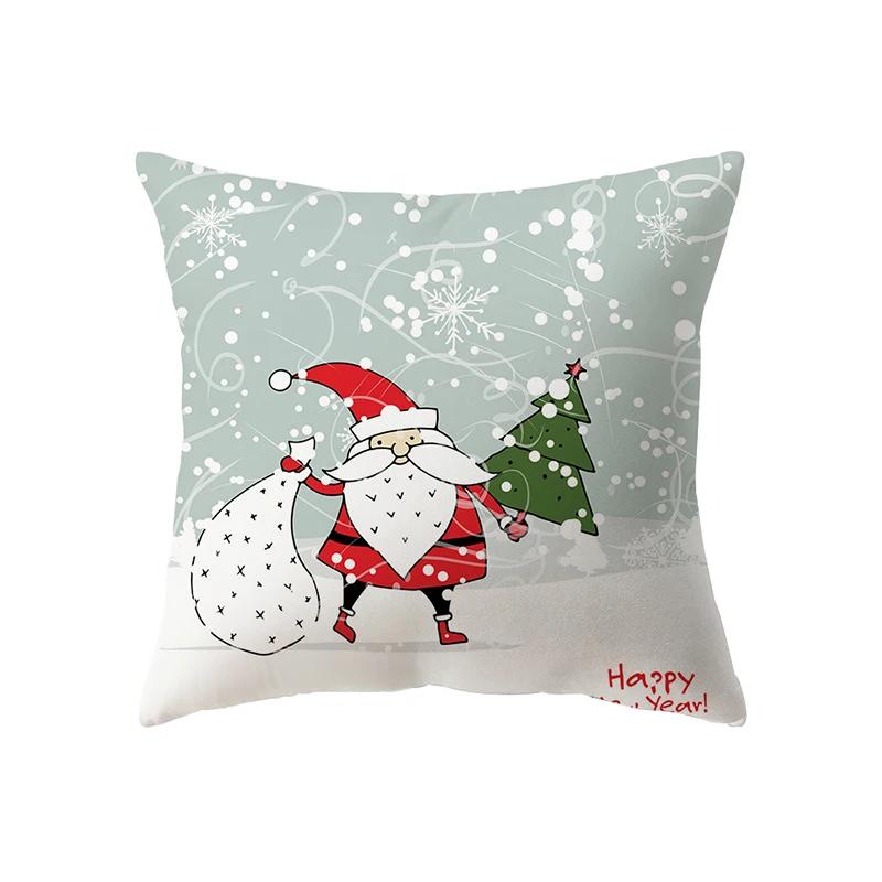 Merry Christmas Cute Santa Claus Print Pattern Cushion Cover Home Living Room Sofa Decoration Square Pillow