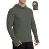 Long Sleeve Hooded Shirt with Built In Face Covering Lightweight Breathable Fabric for Outdoor Activities Men