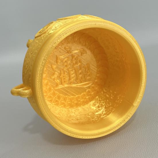 3D-gedruckte goldene Schatzschale Reichtum Wohlstand Becken Figur Bringt Glück Vermögen Geldtopf Feng Shui Ornament