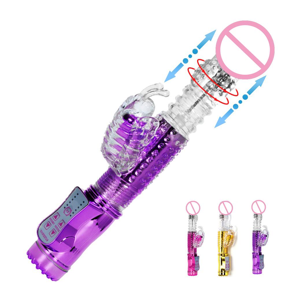 2026 Rechargeable Telescopic Dildo Rabbit Vibrator Sex Toys for Women G Spot Vagina Massager Clitoris Stimulator Female Masturbator Adult Supplies