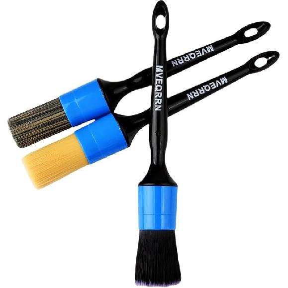 6Pcs Car Detailing Brush Set-2Pcs Boars Hair Car Detailing Brushes,2Pcs Ultra Soft No Scratch Detailing Brush For Air Vent,Leather Seat 2Pcs Detail 3pcs blue car detailing b