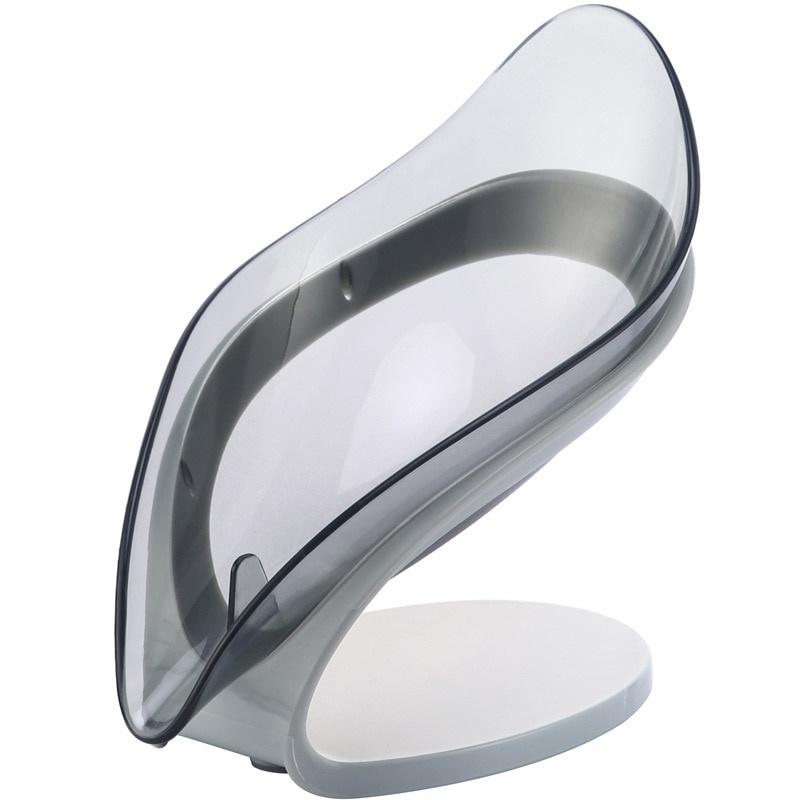 

1pc Drain Soap Holder Box Bathroom Shower Soap Storage Tray Rack Ledge Leaf Shape Plastic Drainage Accessory серый