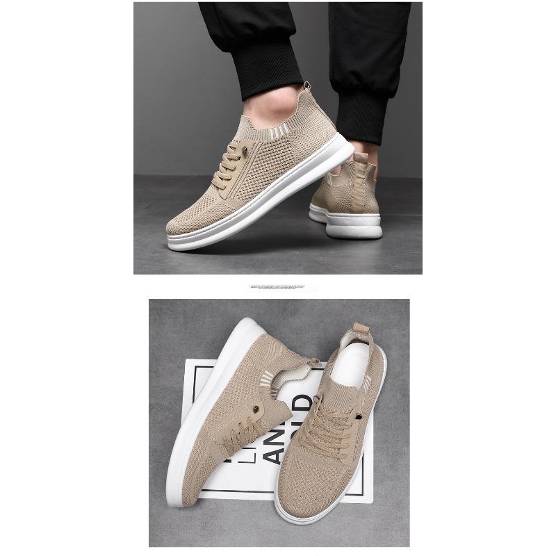 Men Breathable Mesh Flyknit Slip On Casual Soft Sole Running Sneakers