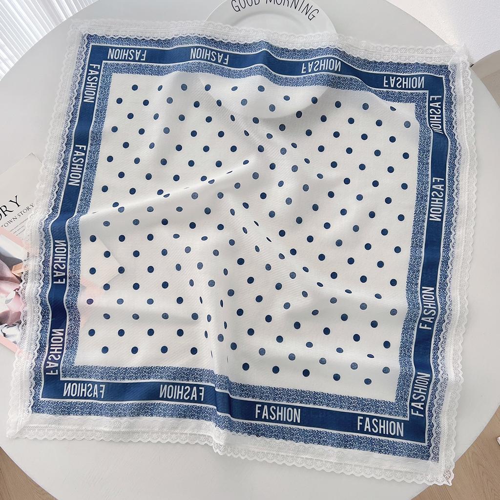 Polka Dot Lace Small Square Scarf Women'S Spring And Summer Atmosphere Retro Versatile Decorative Headscarf