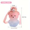 1pc Cute Bear Water Bottle BPA-Free Portable Kettle with Straw & Shoulder Strap Heat-Resistant Large-Capacity