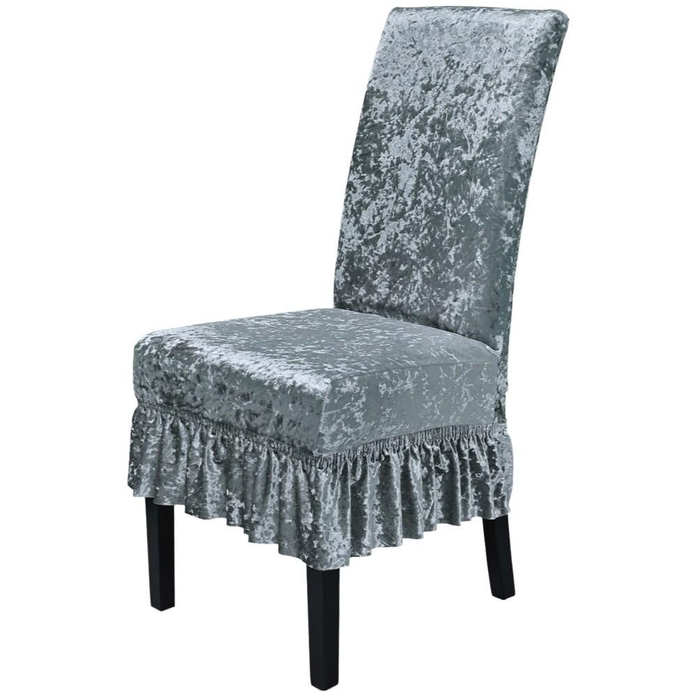

Elastic Seat Cover Dust Proof Chair Protective Case Velvet Dining Chair Cover Banquet темно серый