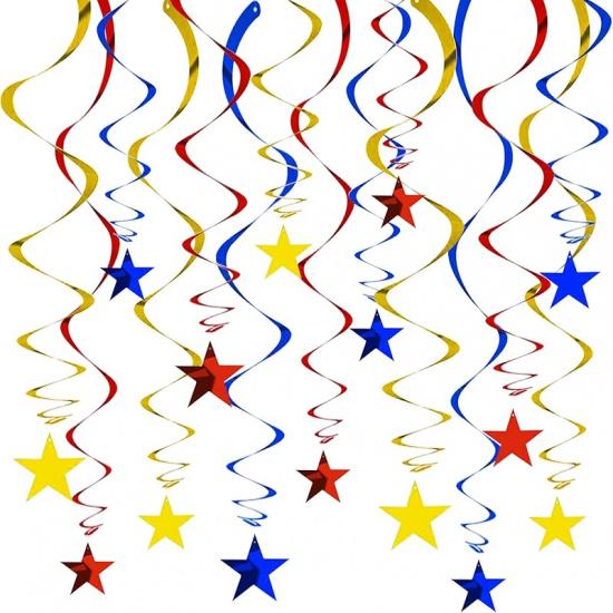 BEISHIDA Silver Star Hanging Swirl Decorations,Hanging Silver Party Supplies for Graduation Wedding Baby Shower Decorations, Pack of 15