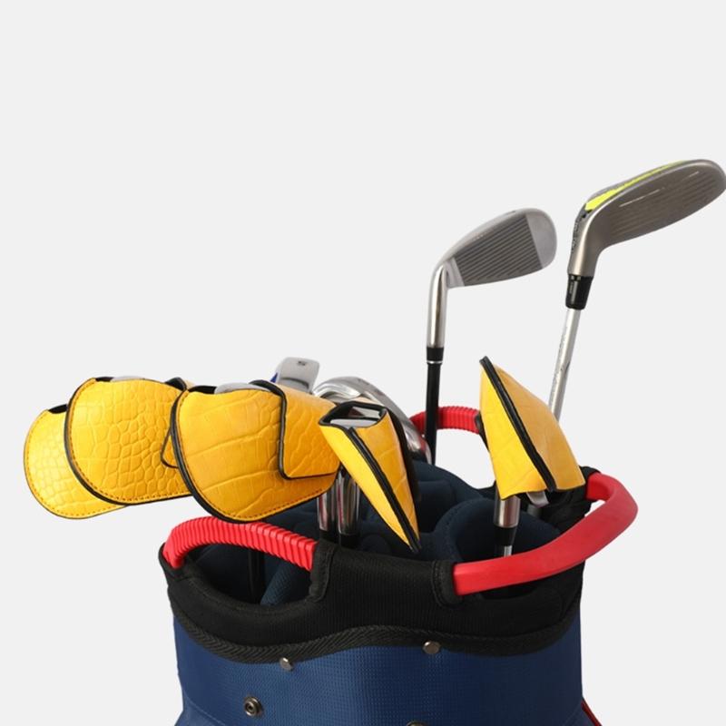 Universal Yellow Golf Iron Club Head Cover Protection Sleeve Golf Rod Head Cases Waterproof PU Golf Club Head Cover