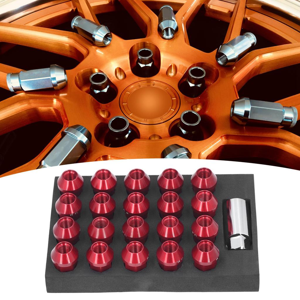 M12x1.5 Lug Nuts with Socket Adapter Aluminum Alloy 42mm   19Hex for JDM Racing   Replacement for  