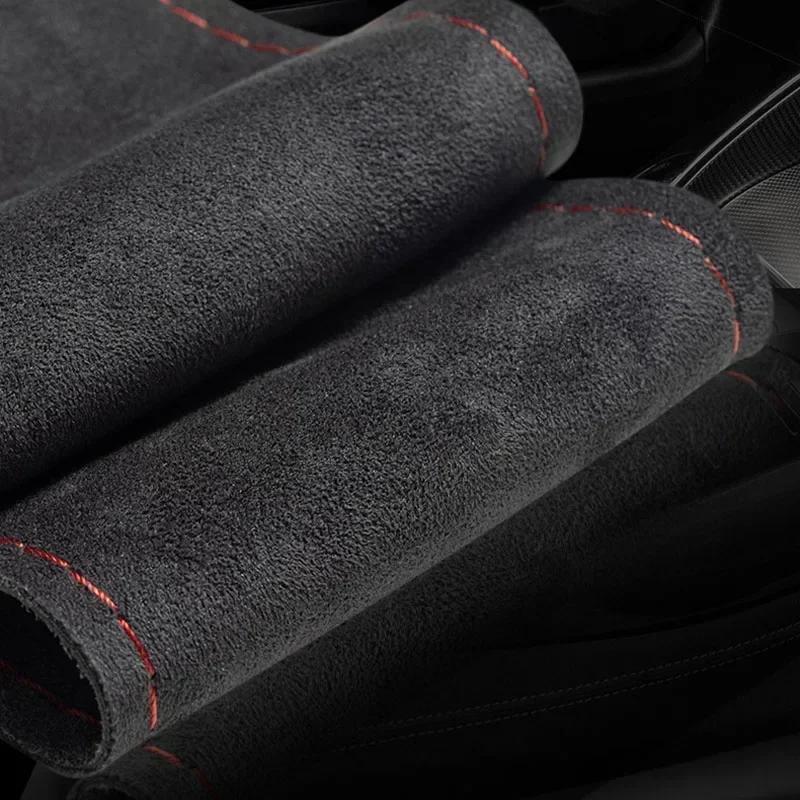 Suede for VOLKSWAGEN VW ID3 ID4 X CC Tiguan Magotan Golf T-Roc Passat Diy Hand Sewing Car Steering Wheel Cover Car Accessories BHT1