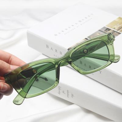 New Cat Eye Rectangle Vintage Sunglasses Woman Brand Designer Retro Points Clear Green Sun Glasses Female Lady Eyeglass
