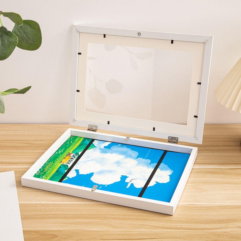 Creative A4/A3 Magnetic Flip Photo Frame Front Opening Changeable A4 Photo Frame Elastic Straps Photo Storage Frame Kindergarten
