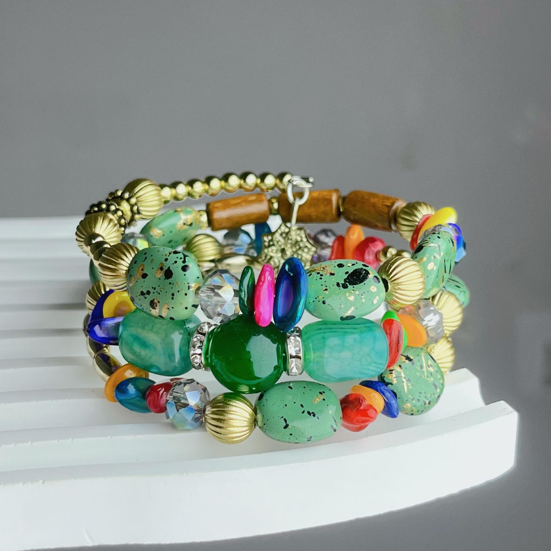 

Женский многослойный браслет-обертка из бисера из кристаллов бирюзы и агата