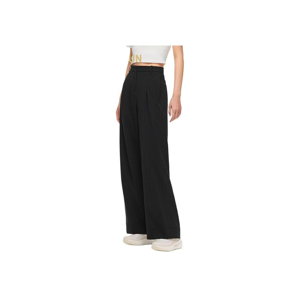 Anta Champion All-Weather Series Comfortable Fashionable Simple Versatile Solid Color Loose Straight Leg Zipper Casual Pants Women Bottoms 162520503-3