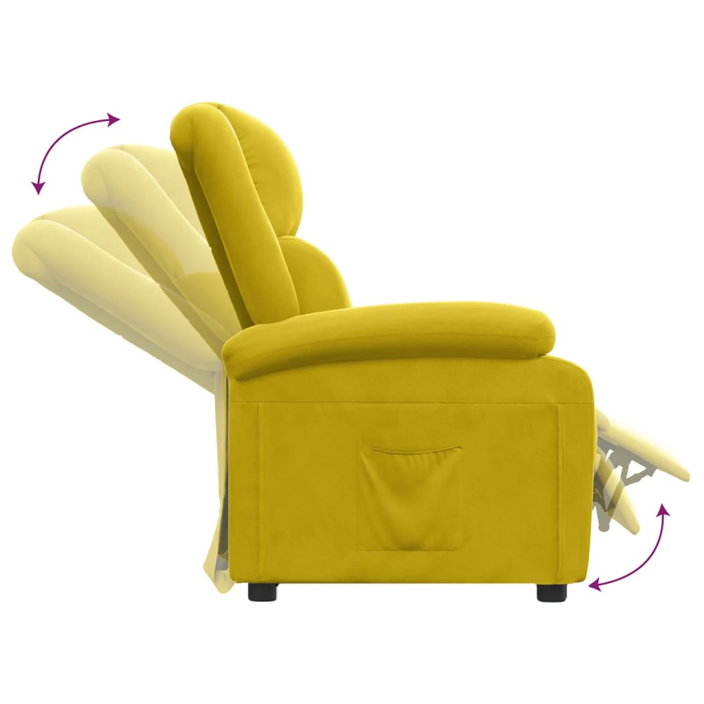 Recliner Chair Yellow Velvet