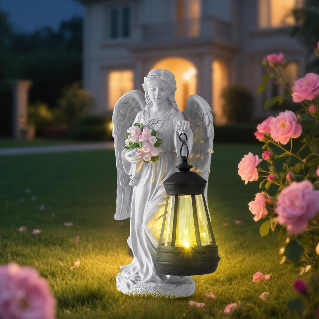 Angel Lantern Garden Statue - Angel Girl Outdoor Solar Garden Decorative Item - Night Light Decoration