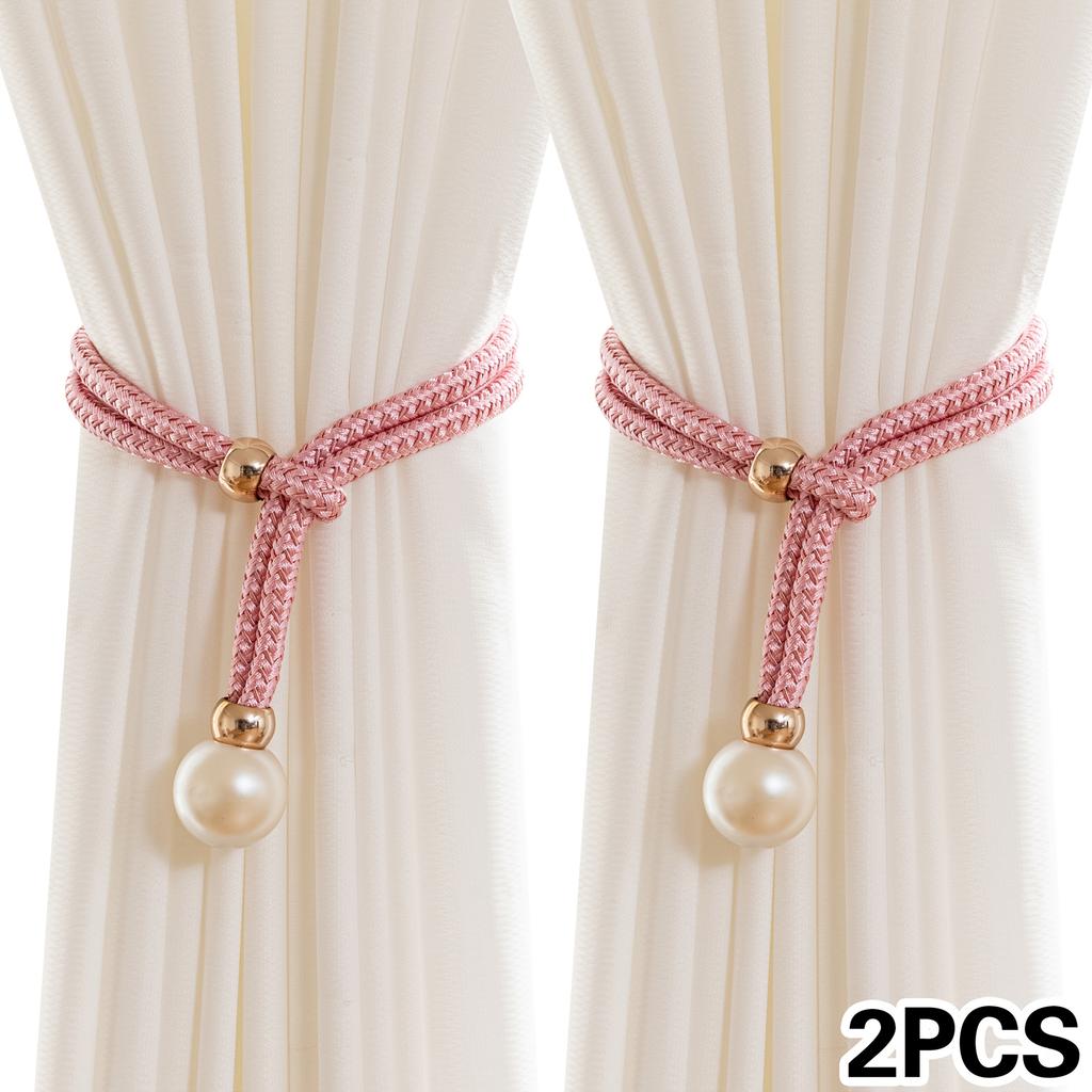2pcs Luxury French Curtain Tiebacks with Artificial Pearl Decoration, Convenient Hanging Tieback Decorative Curtain Fixer